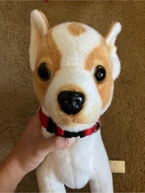 Tiger Tale Toys, Wired = Posable, >12”, Tan & White Puppy Plush, Collar Included